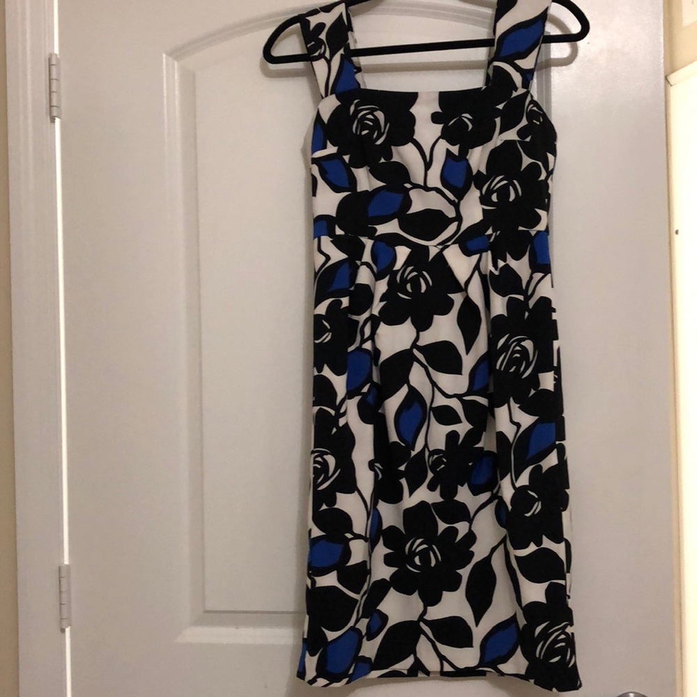 Blue Black White Floral Dress